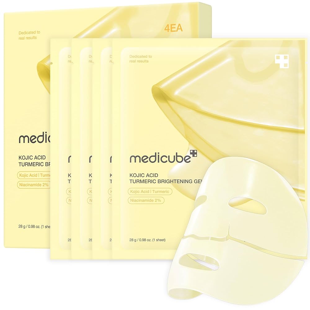 medicube Kojic Acid Tumeric Brightening Gel Mask 4 pièces